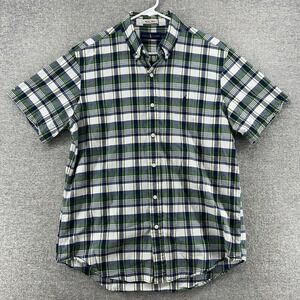 Ralph Lauren Bleeding Madras Shirt Men Size Large Green Plaid Short Sleeve
